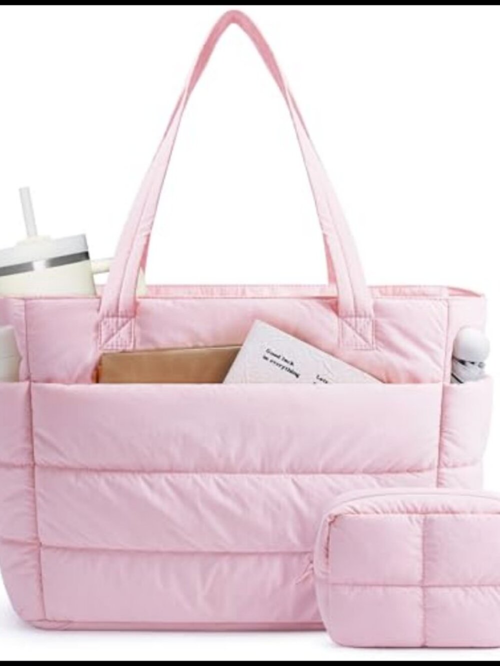 Nylon Puffer Tote Bag for Women Quilted Work Nurse Teacher Bag